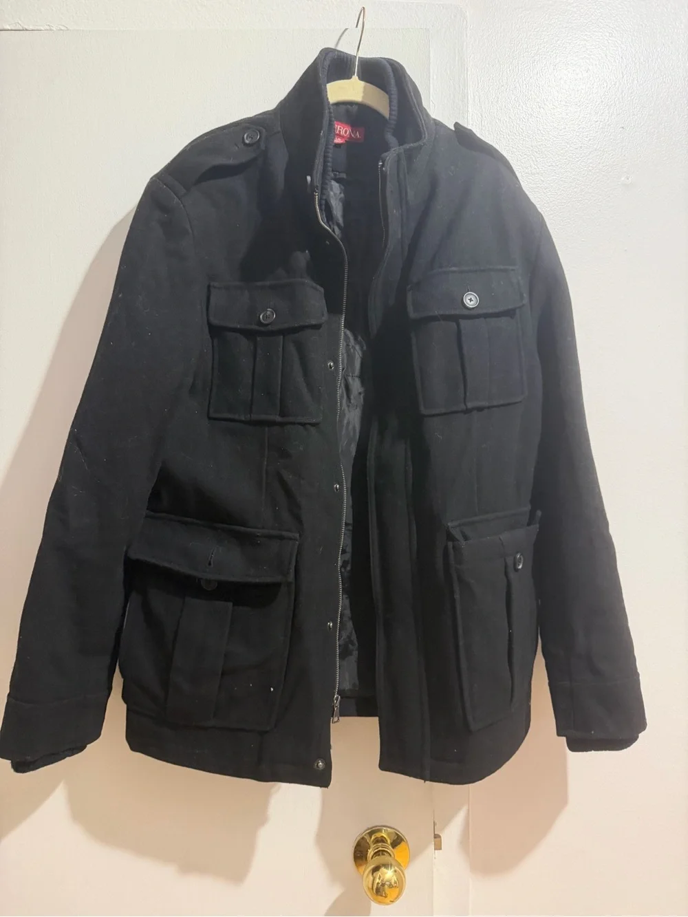 Merona Black Men's Pea Coat with Utility Pockets